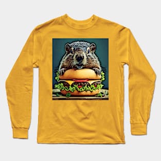 watercolor groundhog happy cheeseburger Long Sleeve T-Shirt